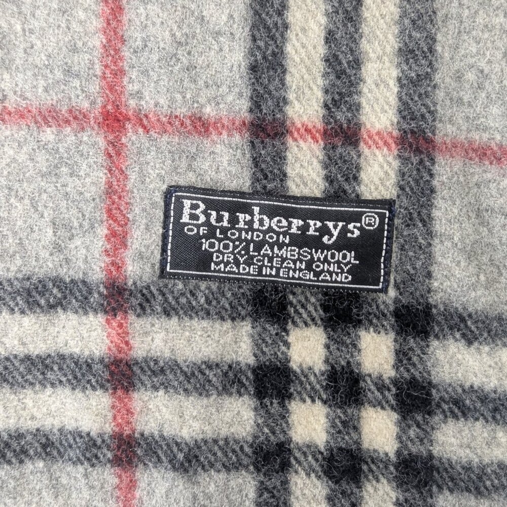 Burberry Lambswool Scarf Gray Unisex | Iconic Check Design | Ready to Ship - Picture 4 of 7